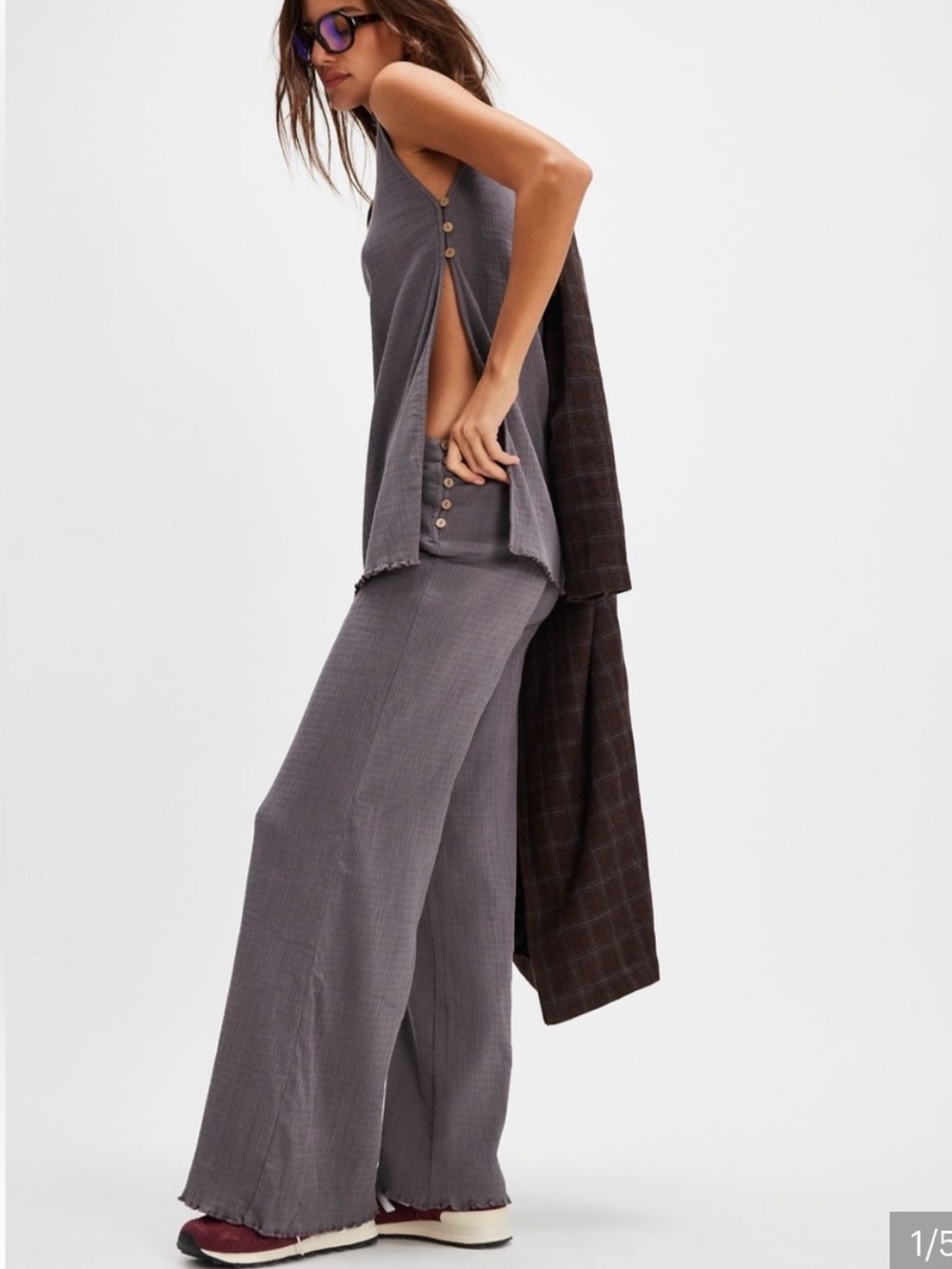 Free People Wide-Leg Pants in greyish purple